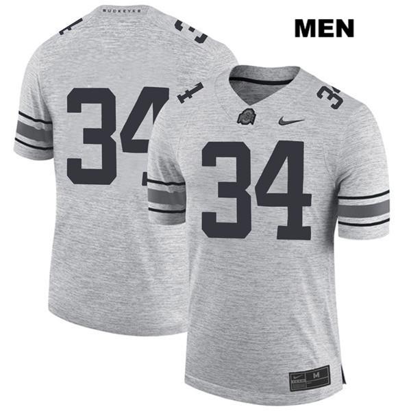 Ohio State Buckeyes Men's Mitch Rossi #34 Gray Authentic Nike No Name College NCAA Stitched Football Jersey KN19Q72GX